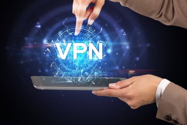 VPN kısaltmalı dokunmatik ekran, modern teknoloji kavramı