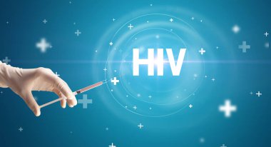 Virüs aşısı ve HIV kısaltması olan şırınga iğnesi, panzehir konsepti