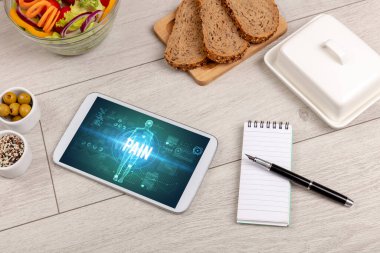 Ağrı kavramı, meyveli tablet, üst görünüm