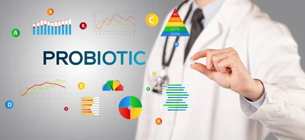 Táplálkozási Egy Tablettát Probiotic Felirattal Egészséges Életmód Koncepció — Stock Fotó
