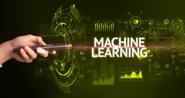 El ele tutuşmak, kablosuz çevre, MACHINE Yazıt öğrenme, modern teknoloji kavramı