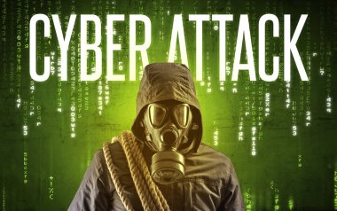 CYBER HATTACK yazıtları, hackleme konsepti olan yüzsüz hacker