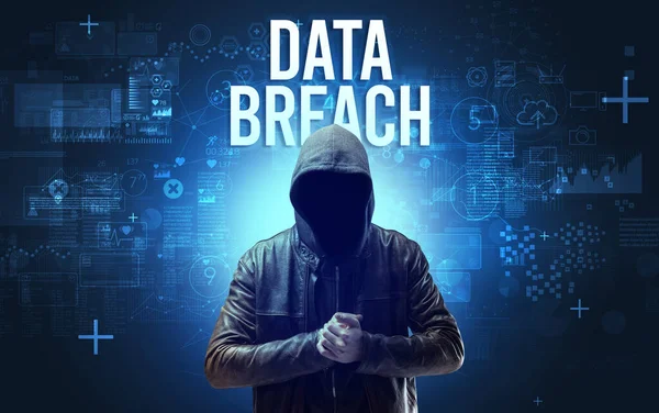 Arctalan Ember Data Breach Felirattal Online Biztonsági Koncepció — Stock Fotó