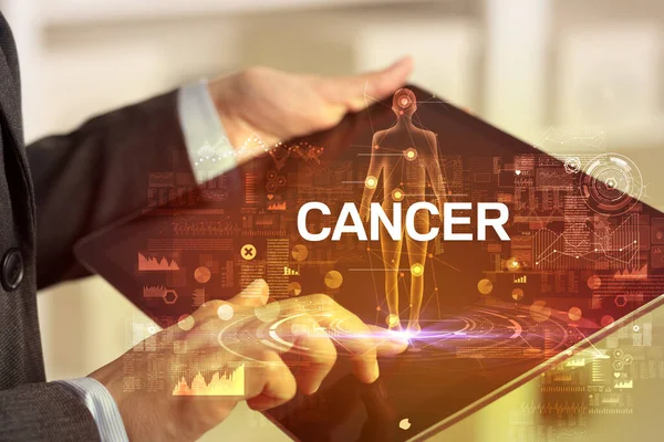 Elektronikus Orvosi Nyilvántartás Cancer Felirattal Orvosi Technológia Koncepció — Stock Fotó