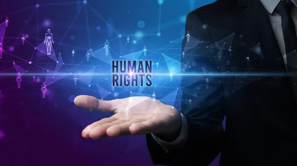 Elegáns Kézfogás Emberi Jogi Felirat Közösségi Háló Koncepció — Stock Fotó