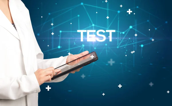 Medico Compila Cartella Clinica Con Iscrizione Test Concetto Medico — Foto Stock