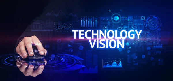 Ручная Беспроводная Периферия Надписью Technology Vision Концепция Современных Технологий — стоковое фото