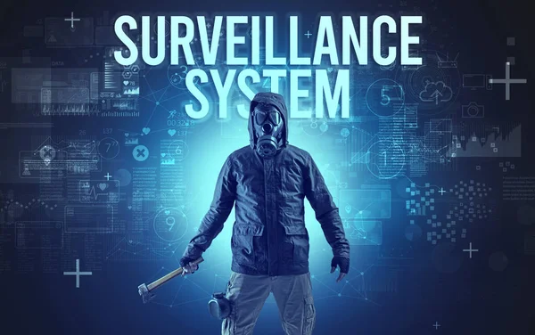 Faceless Man Surveillance System Inscription Online Security Conception — 스톡 사진