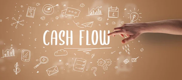 Cash Flow Yazıtı Modern Çözümü Kavramına Işaret Eden Kırpılmış Elin — Stok fotoğraf