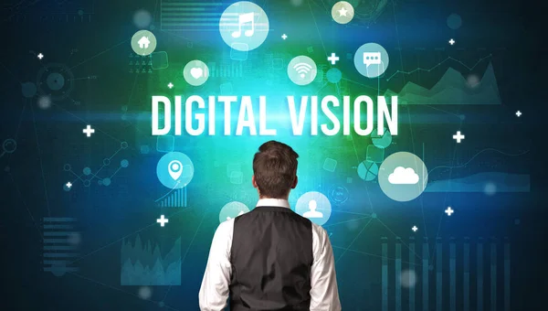 Вид Ззаду Бізнесмена Написом Digital Vision Сучасна Концепція Технології — стокове фото