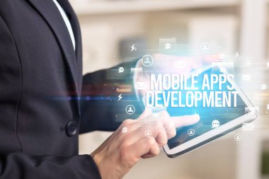 MOBILE APPS DEVELOPMENT yazıtları, modern teknoloji konsepti