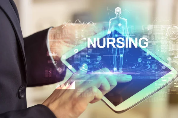 Ηλεκτρονικό Ιατρικό Αρχείο Επιγραφή Nursing Ιατρική Έννοια Της Τεχνολογίας — Φωτογραφία Αρχείου