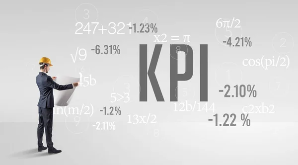 Ingegnere Tecnologico Berretto Rigido Con Abbreviazione Kpi — Foto Stock