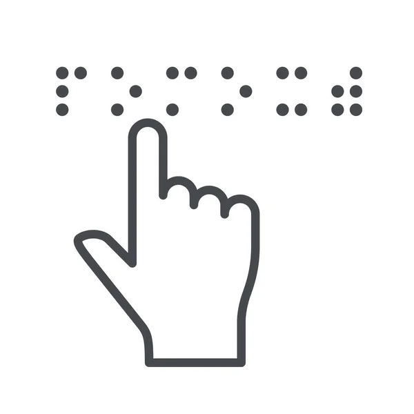 Finger Dotknie Słowa Help Braille Font Blind People — Wektor stockowy