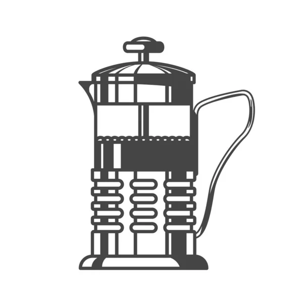 French Press Tea Press Pot Coffee Plunger Vector Icon — Stock Vector