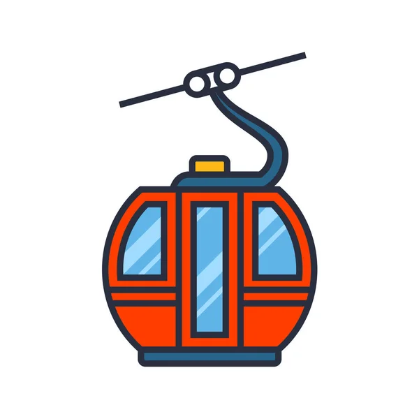 Mountain Chairlift Cabin Icon Modern Cableway Ropeway Vector — Stock Vector