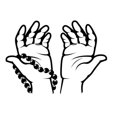 El ele dua, avuç içlerine boncuk, namaz ya da Ramazan Müslümanları dua, vektör.