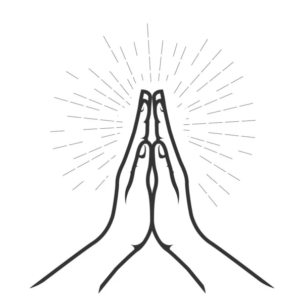 Folded Hands Prayer Palm Palm Hands Christian Blessing Grace Vector — Image vectorielle