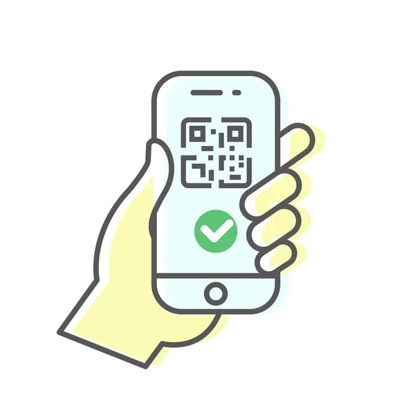 Traveler Shows Health Passport Vaccination Certification Phone Icon Person Vaccinated — Stok Vektör