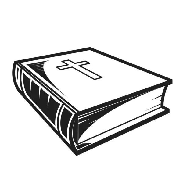 Holy Bible Icon Thick Closed Book Crucifix Christianity Shrine Vector — Image vectorielle