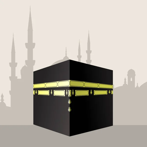 Kaaba Masjid Haram Mecka Muslimer Helig Plats Bah Eller Cube — Stock vektor