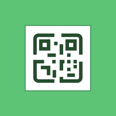 QR kod etiket simgesi, mobil uygulama için biçimlendirilmiş QR-kodu, basit etiket, vektör