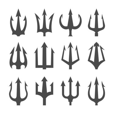 Şeytan mızrağı koleksiyonu. Asa, yaba, vektör.