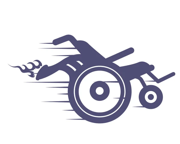 涡轮马达轮椅 带有点火排气管 涡轮速度机 赛车轮椅图标 — 图库矢量图片