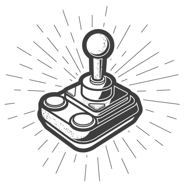 Joystick Rétro Avec Poignée Bouton Manette Vintage Avec Bâton Icône — Image vectorielle