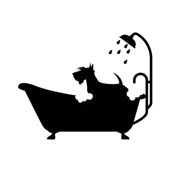 욕조에서 목욕을 손질하는 로고를 동물은 목욕의 상징인 벡터를 — 스톡 벡터