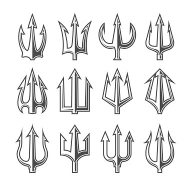 Şeytan mızrak koleksiyonu, şeytan asası mızrak, zıpkın yabası, vektör.