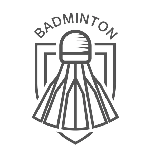 Bádminton Shuttlecock Sobre Escudo Emblema Bádminton Estilizado Blasón Vector — Vector de stock