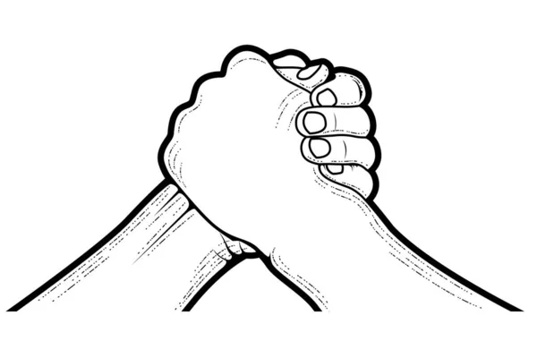 Armbrytningstävling Två Händer Symbol För Broderskap Styrka Och Konkurrens Vektor — Stock vektor