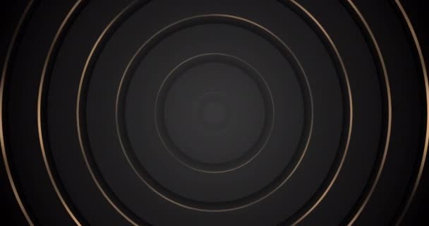 Чорний Золотий Розкішний Круглий Безшовний Анімований Фон Тривимірне Коло Кілець — стокове відео