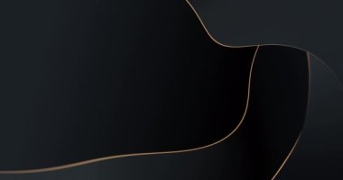4k soyut siyah parıltı ve altın renkli lüks animasyon arka plan. Modern premium dalgalı minimal tasarım. Yarı dairesel yuvarlak şekiller ve altın hareketli hatlar. Zarif dalgalı dairesel çizgiler çizimi