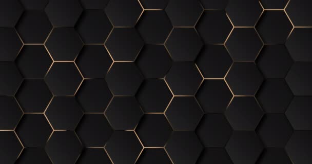 Abstract Luxury Black Grey Gradient Backgrounds Golden Metallic Striped Grid — Vídeo de stock