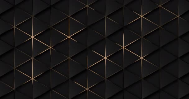 Abstraktní Luxusní Černošedé Gradient Pozadí Futuristické Trojúhelníky Zlatá Izometrická Mřížka — Stock video