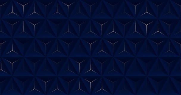 Abstract Luxury Navy Blue Gradient Backgrounds Triangles Golden Metallic Stripes — ストック動画