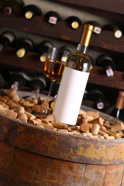 White wine in wine cellar — Stock Photo, Image