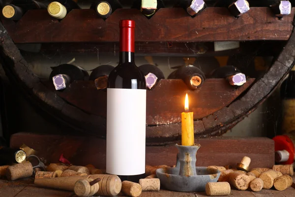 Vintage red wine in cellar