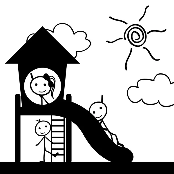 Stick figure children playground — Stock Vector