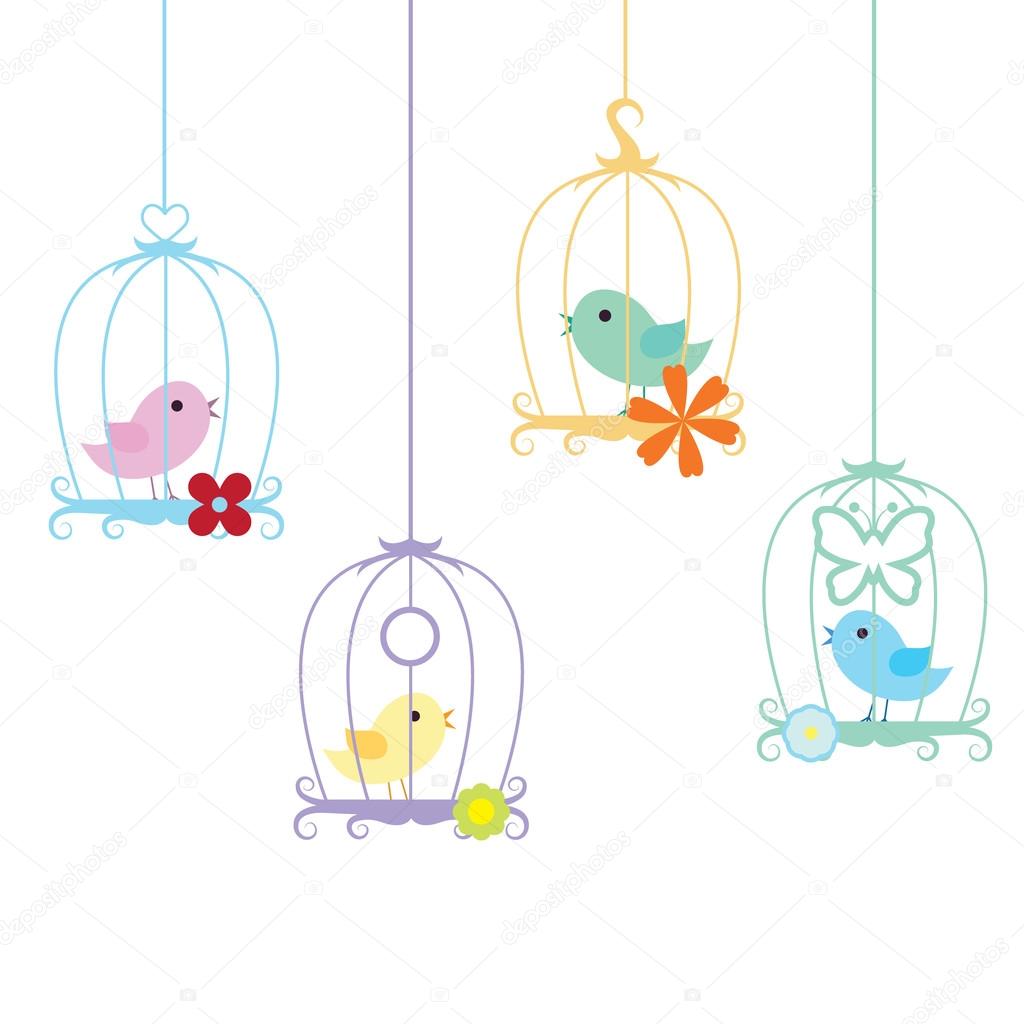 Birds and cage background