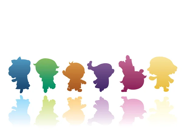 Colorful children silhouettes — Stock Vector