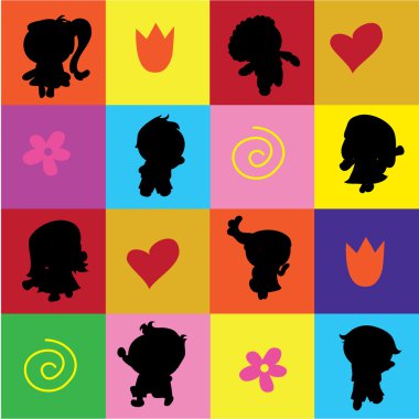 siluetleri çocuklar arka plan