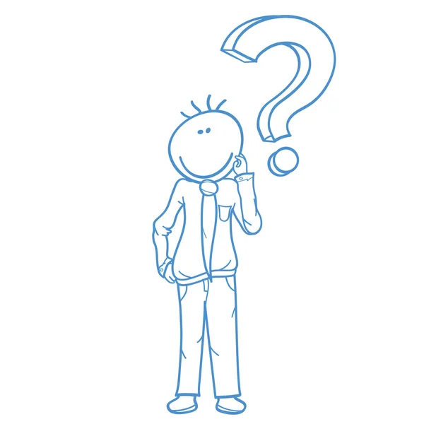 Επιχειρηματίας με ερωτηματικό doodle — Διανυσματικό Αρχείο