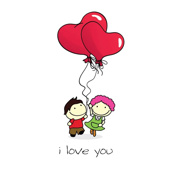 Couples with balloons — Stock Vector