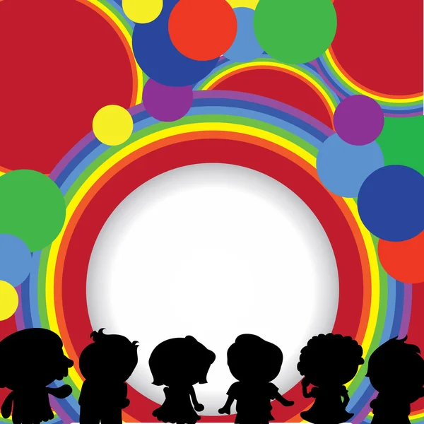 Silhouettes children background — Stock Vector