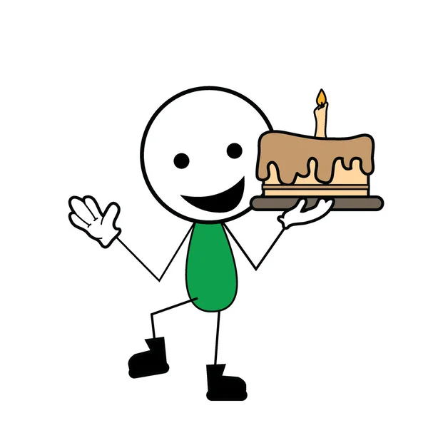 Stick figure with cake — Stock Vector