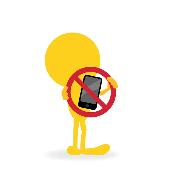 Stick figure man with no phone sign — Stock Vector