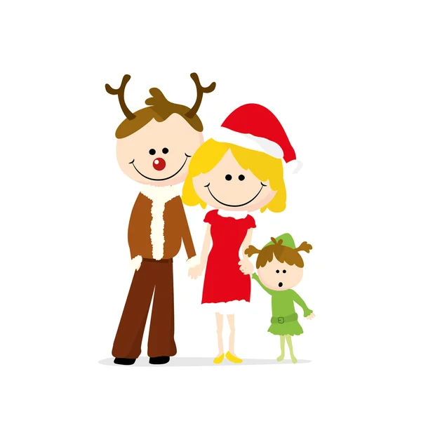 Vánoční rodinné kreslený — Stockový vektor